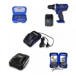 HYUNDAI Perceuse Visseuse Sans Fil Avec Batterie + Chargeur + Coffret Mèches + Coffret Embouts HPV20V2A-AC-S