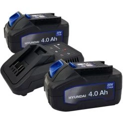 Set 2 Batteries Pour Outil électroportatif - HYUNDAI HBA20U4 - 20V - 4Ah Avec Chargeur HFC20U - Compatible Avec La Gamme 20V