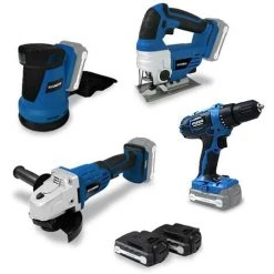 Pack D'outils 18V - HYUNDAI HPACK18V4 - Perceuse + Meuleuse + Scie Sauteuse + Ponceuse