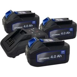 Set 3 Batteries Pour Outil électroportatif - HYUNDAI HBA20U4 - 20V - 4Ah Avec Chargeur HFC20U - Compatible Avec La Gamme 20V